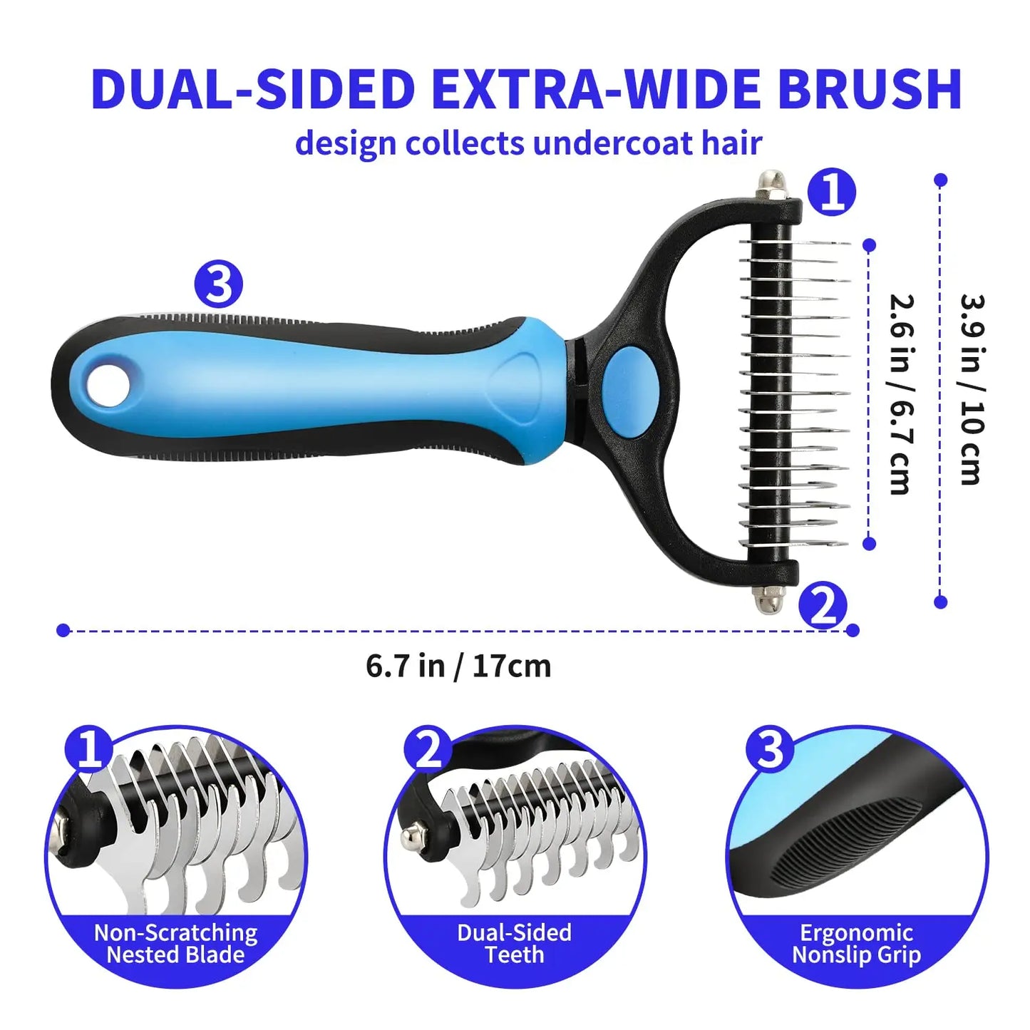 Professional Pet Deshedding Brush – Fur Remover & Knot Cutter