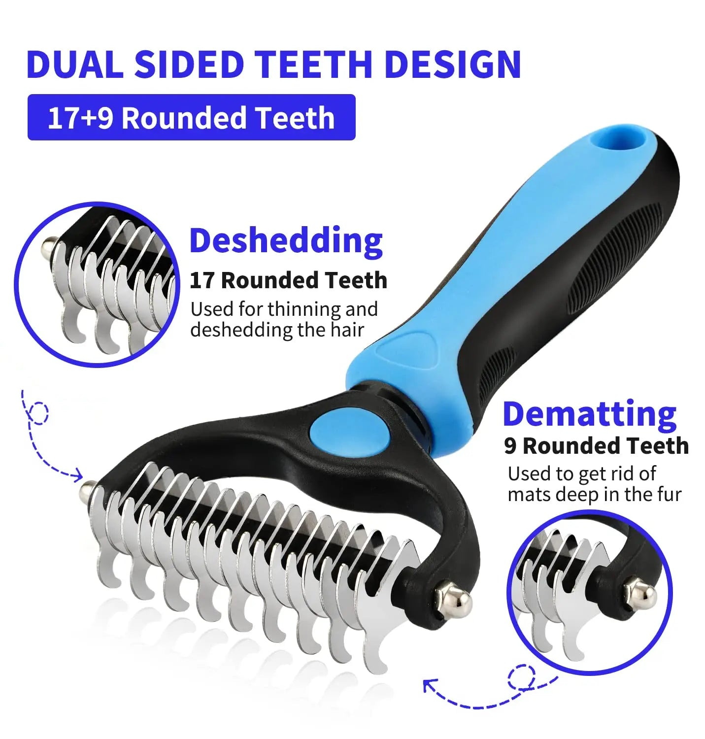 Professional Pet Deshedding Brush – Fur Remover & Knot Cutter
