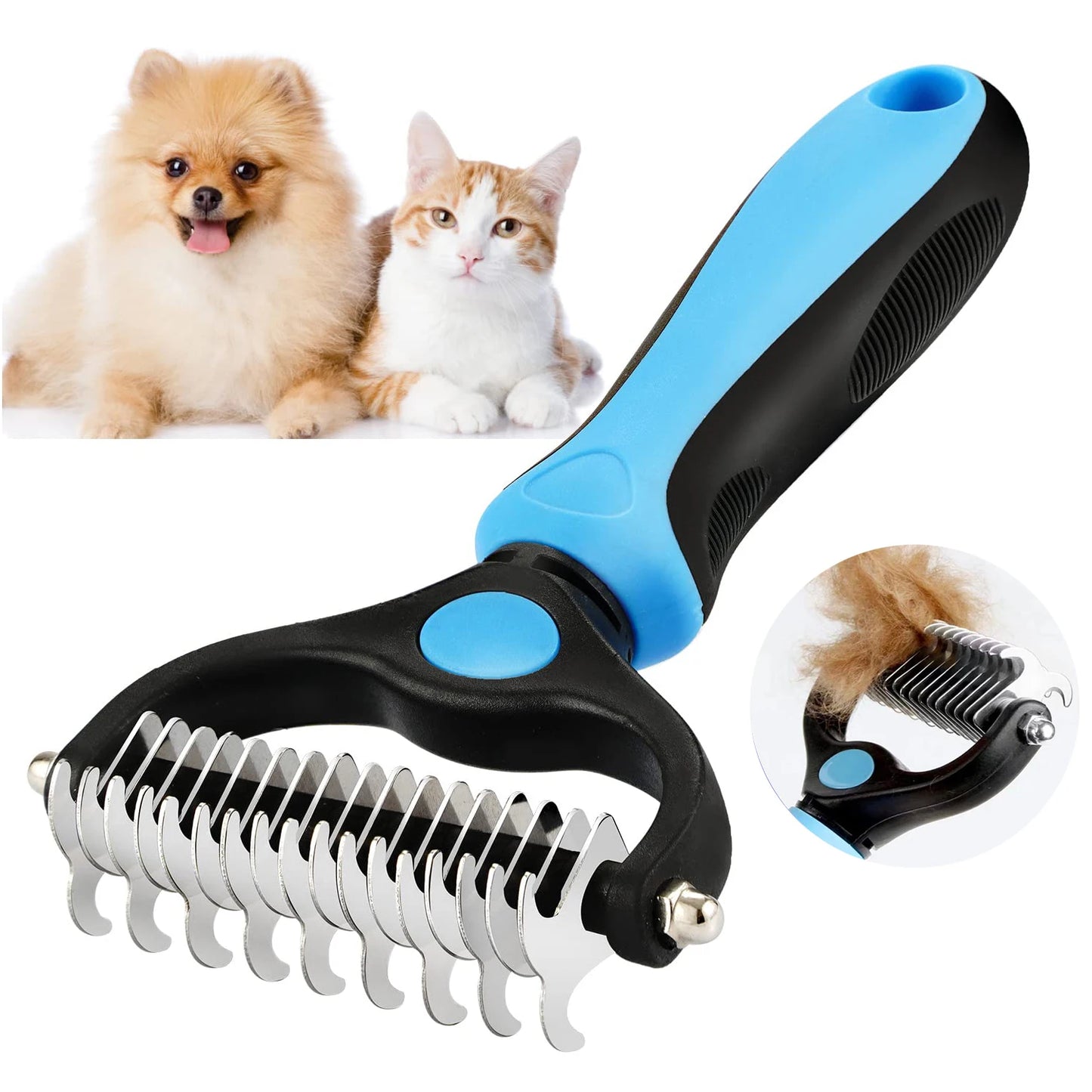 Professional Pet Deshedding Brush – Fur Remover & Knot Cutter
