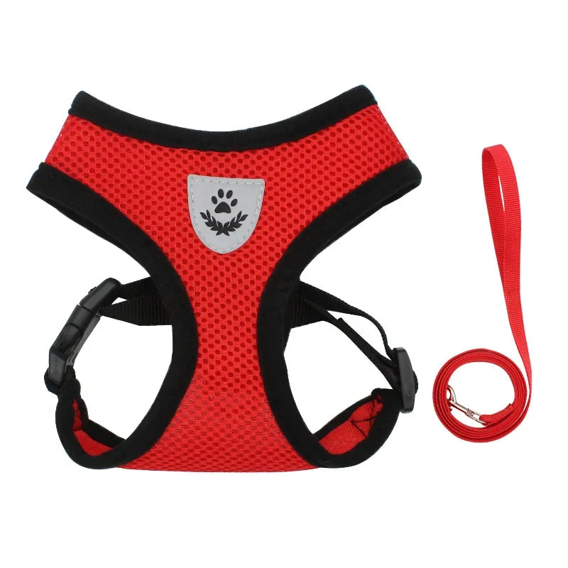 Breathable Summer Mesh Harness & Leash for Small Dogs & Cats – Reflective
