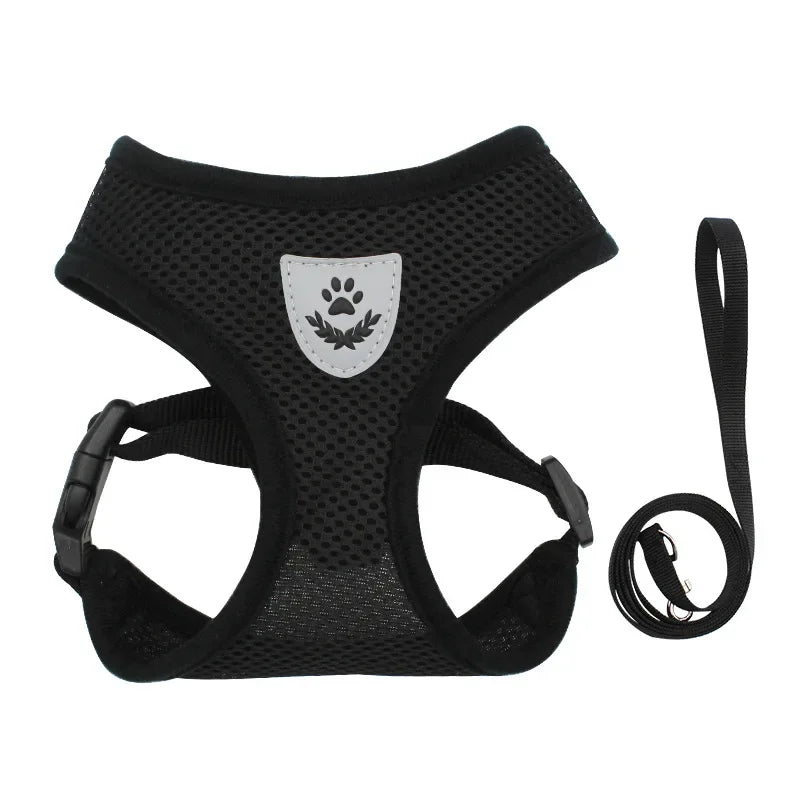 Breathable Summer Mesh Harness & Leash for Small Dogs & Cats – Reflective