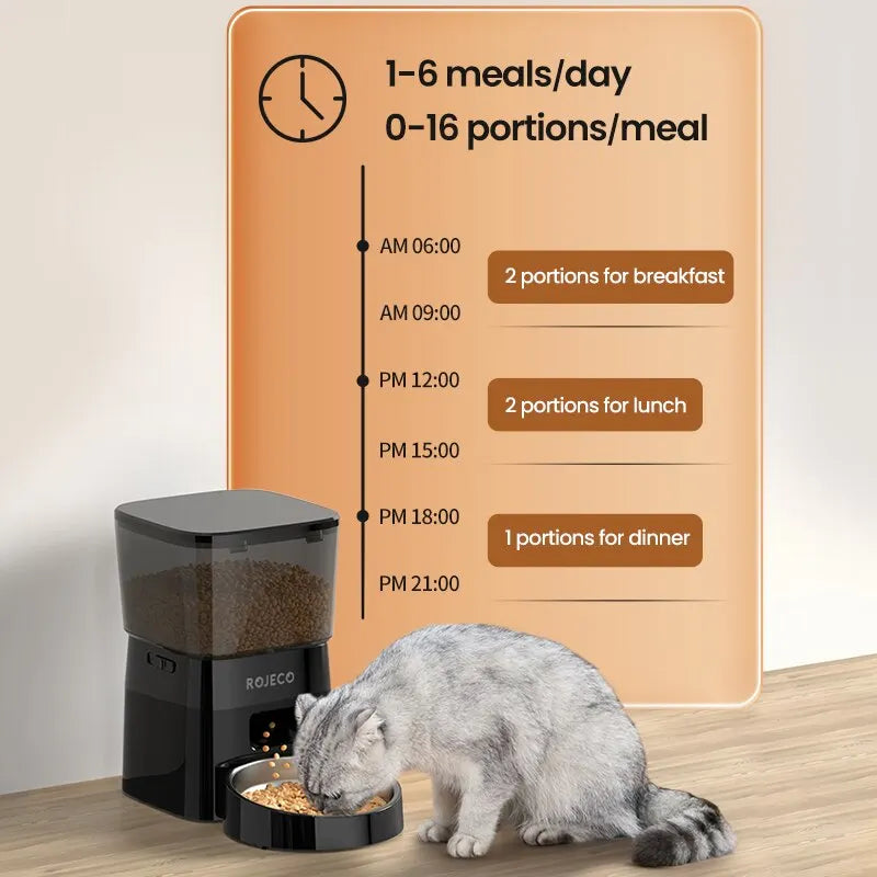 ROJECO Automatic Pet Feeder – Smart Cat & Dog Food Dispenser