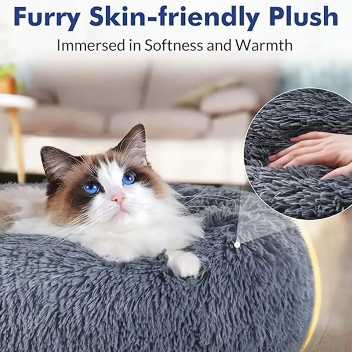FluffyDream Round Plush Pet Bed – 40 to 90 cm