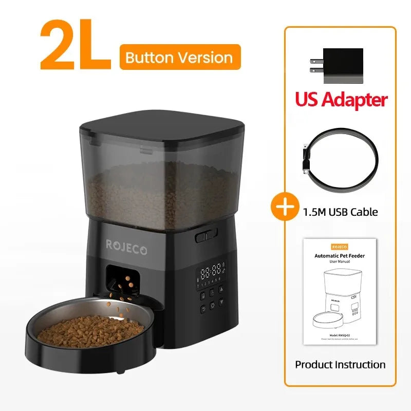 ROJECO Automatic Pet Feeder – Smart Cat & Dog Food Dispenser