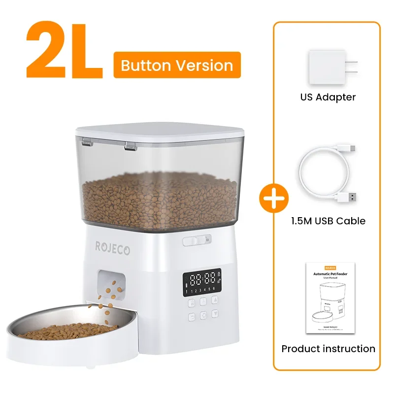 ROJECO Automatic Pet Feeder – Smart Cat & Dog Food Dispenser