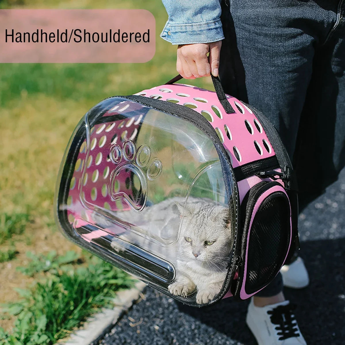 Transparent Pet Carrier Bag – Breathable Travel Capsule for Cats & Small Dogs