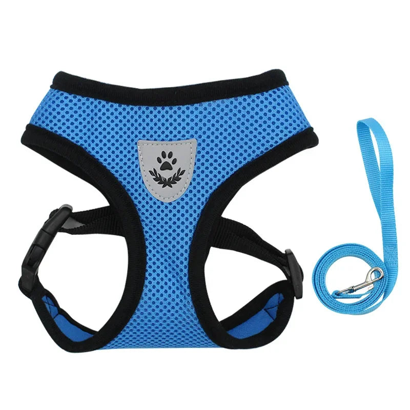 Breathable Summer Mesh Harness & Leash for Small Dogs & Cats – Reflective