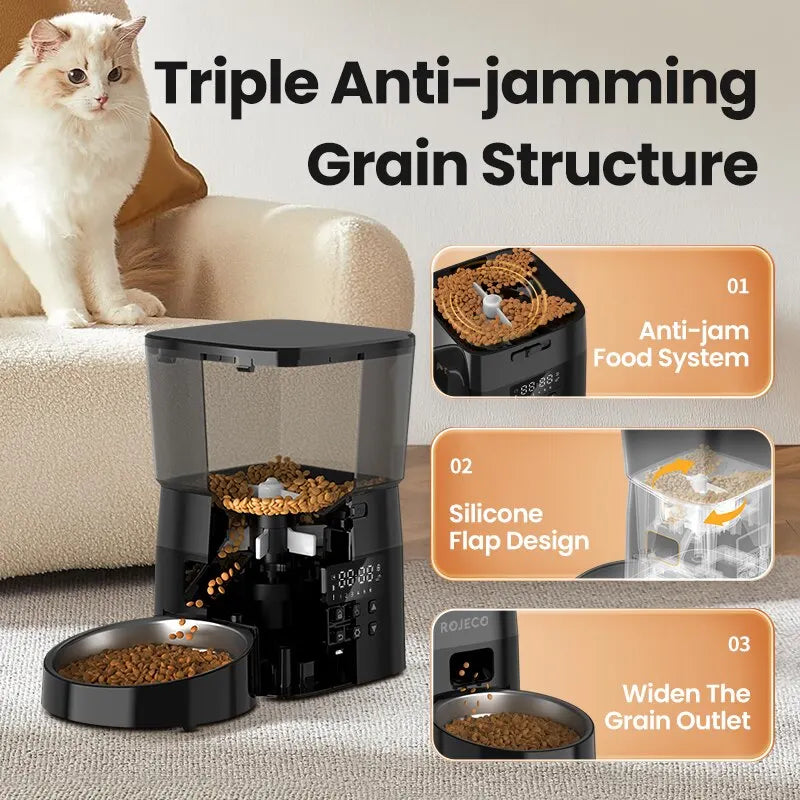 ROJECO Automatic Pet Feeder – Smart Cat & Dog Food Dispenser
