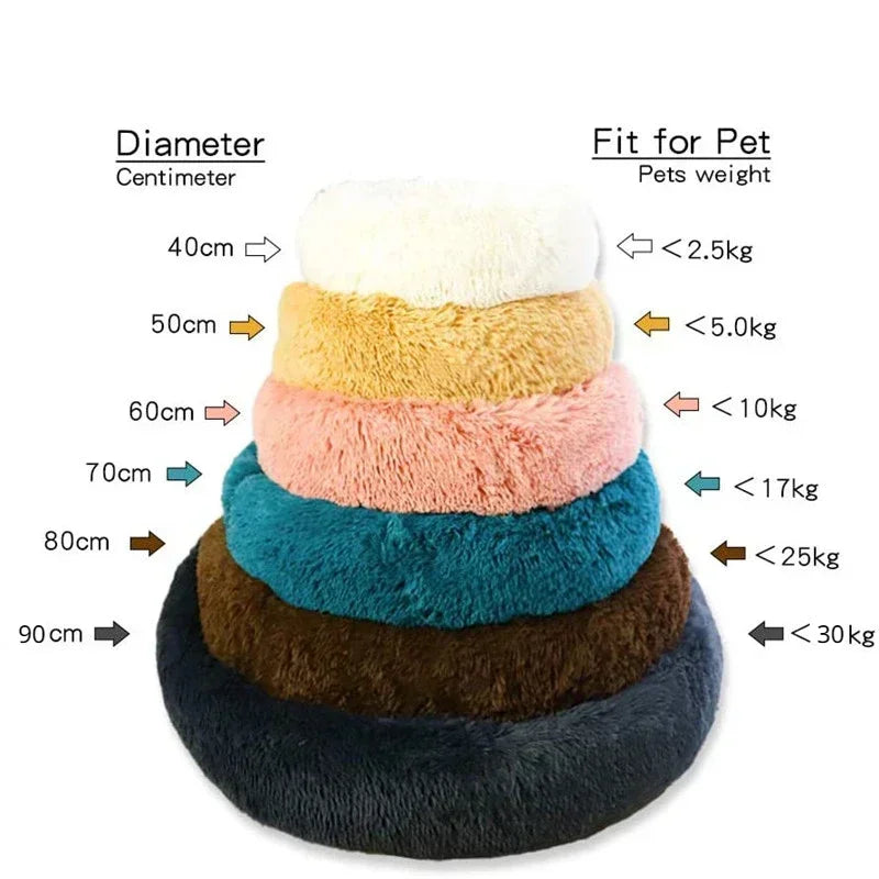 FluffyDream Round Plush Pet Bed – 40 to 90 cm