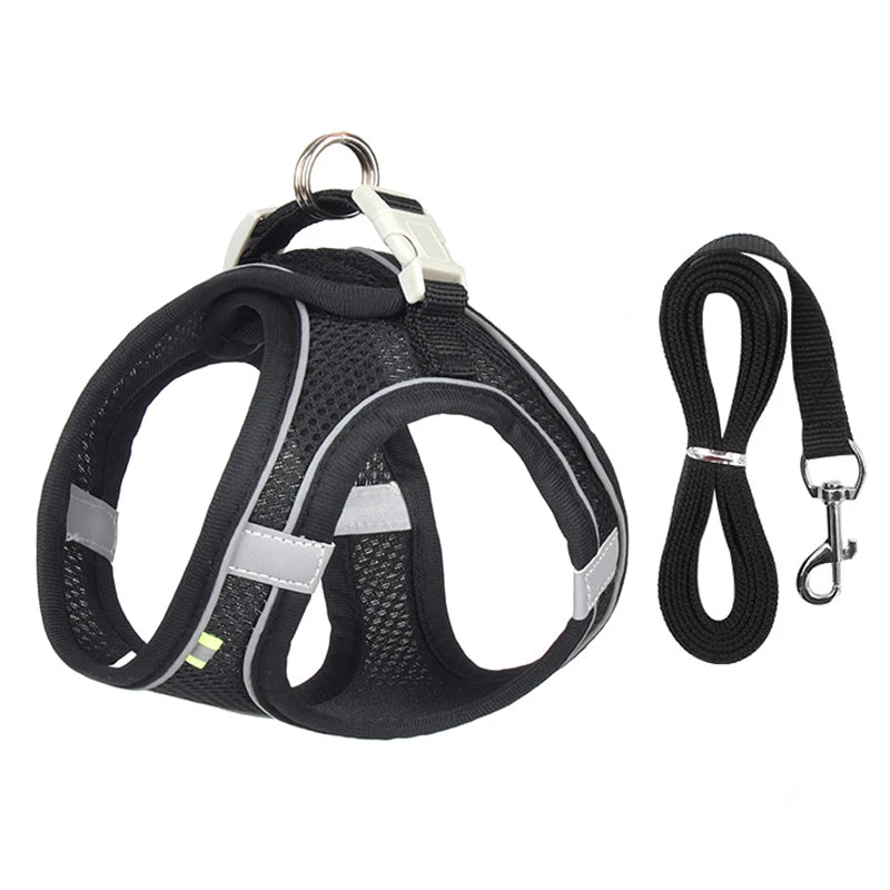 Adjustable Dog Harness & Leash Set for Small Dogs – Puppy & Cat Vest