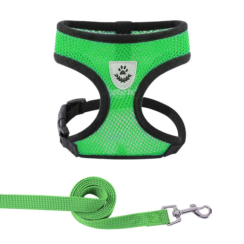 Breathable Summer Mesh Harness & Leash for Small Dogs & Cats – Reflective