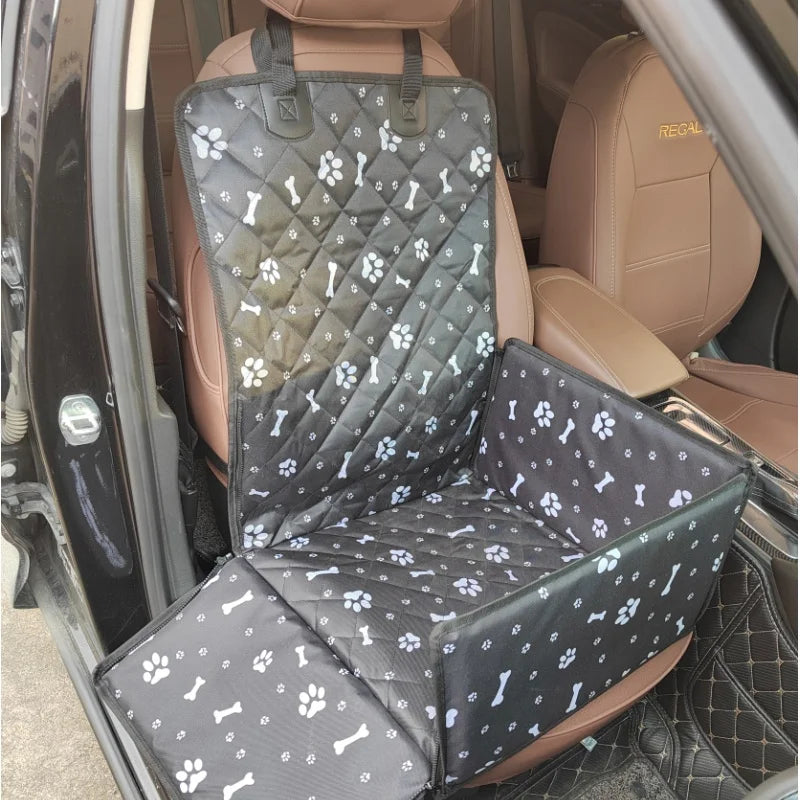 Folding Waterproof Dog Car Seat Cover – Pet Carrier Hammock with Safety Belt
